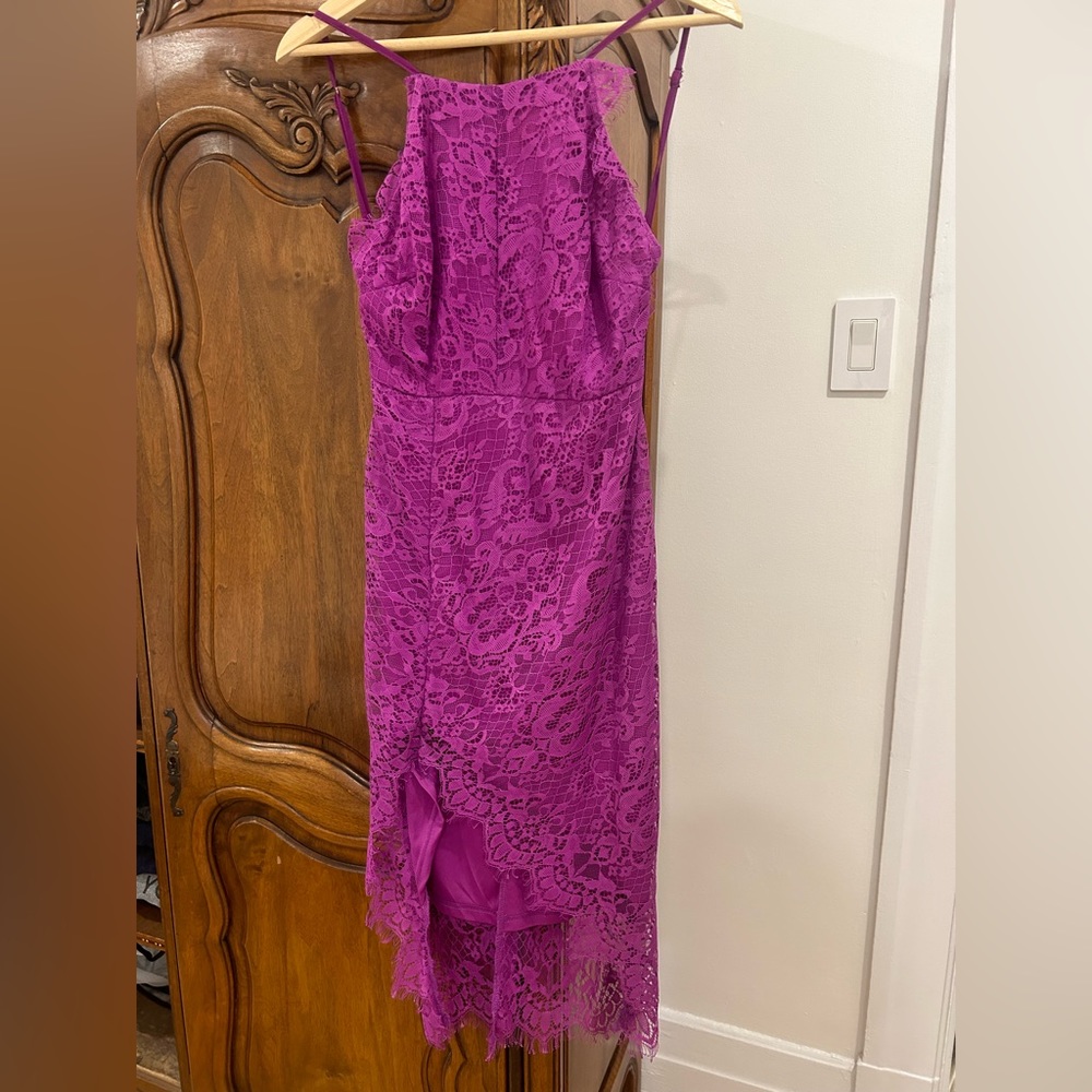 Purple lace midi dress